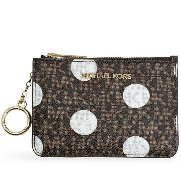 Michael Kors Polka Dot Coin Pouch with Gold Keychain - Picture 1 of 3